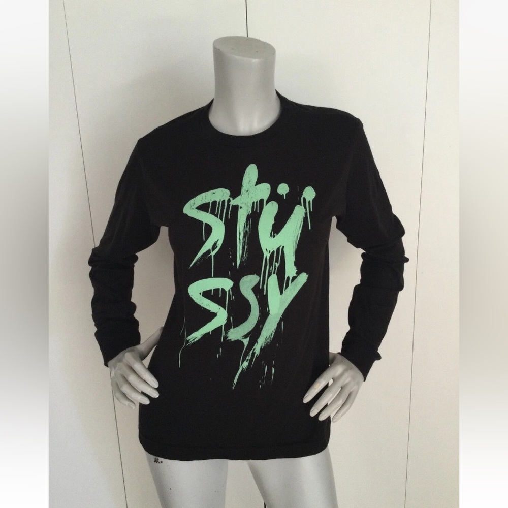 Stussy Brushed Long Sleeve Black T-Shirt Size S